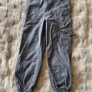 Forever 21 Grey Cargo Jogger Pants with hardware details